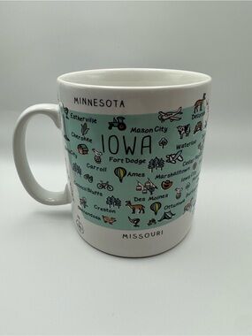 222 Fifth Iowa Map My Place Ceramic Mug - Mint Green and White